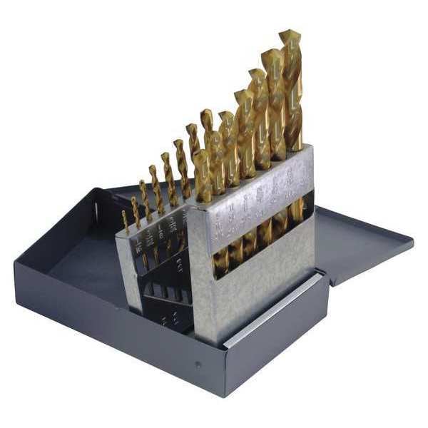 Cle-Line 29PC 118 Degree General Purpose Jobber Length Drill Set Cle-Line 1898T TiN HSS RHS/RHC 1/16-1/2x1/64 - C19211