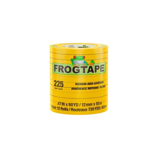 Shurtape FrogTape Performance Grade, Cinta para enmascarar de temperatura moderada, color oro, 12mm x 55m - Caja de 96 - 105318