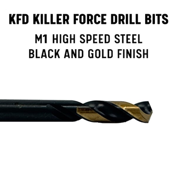 Drill America 1/8" HSS Black & Gold Split Point Stub Drill Bit, Contractor Series - KFDST1/8