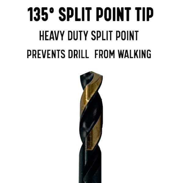 Drill America 1/8" HSS Black & Gold Split Point Stub Drill Bit, Contractor Series - KFDST1/8