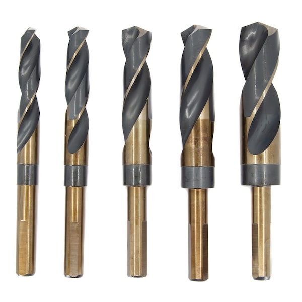 Drill America 9/16"-1" 5Pc. HSS Black & Gold KFD Reduced Shank Drill Bit Set - POUKFDRSD