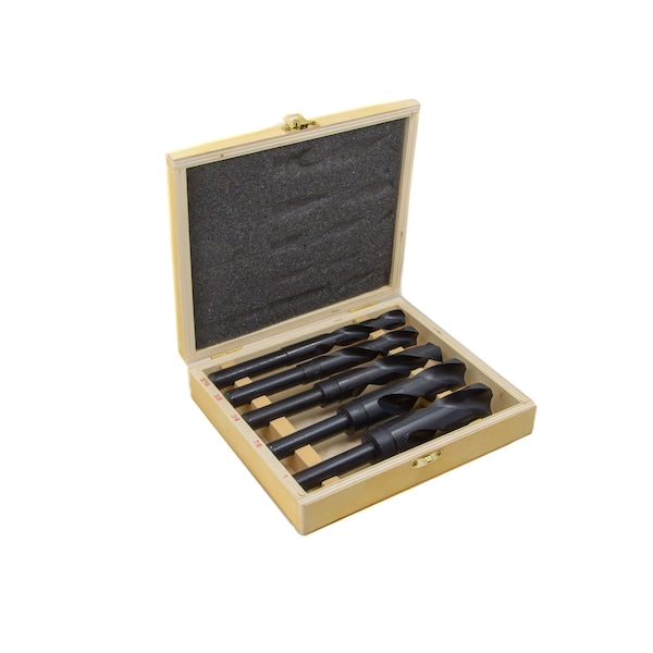 Drill America 5 Piece HSS Black Oxide Reduced Shank HSS Drill Bit Set, 9/16" - 1" - DWDSWD