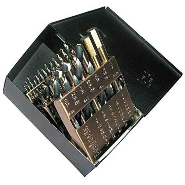 Viking Norseman Drill HSS 135 Split Pt Mechanic Length Black And Gold Drill Bit Set 29-Piece - 66480
