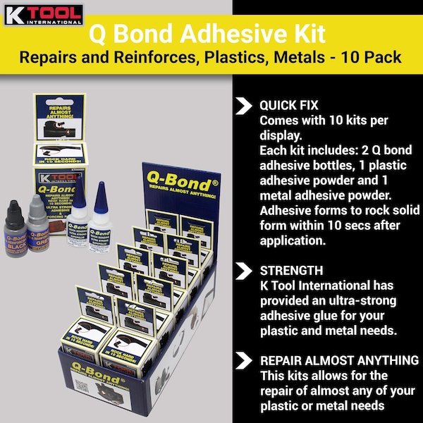K-Tool International Q-Bond Adhesive Kit, 10PK W/ Display - KTI90003