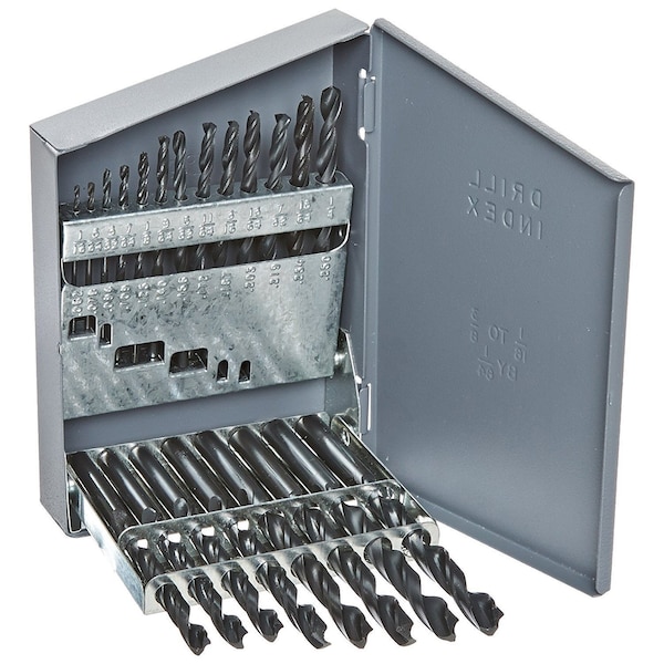 Drill America 21 HSS Left Hand Jobber Length Drill Bit Set, 1/16" - 3/8" - DWD21J-LH-SET