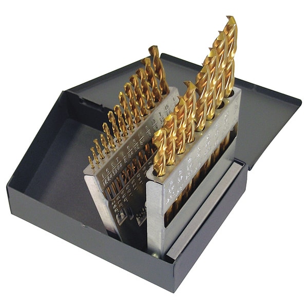 Cle-Line 21PC 135 Degree Heavy-Duty Parabolic Jobber Length Drill Set Cle-Line 1872-TN TiN HSS RHS/RHC 1/16-3/8 - C18702