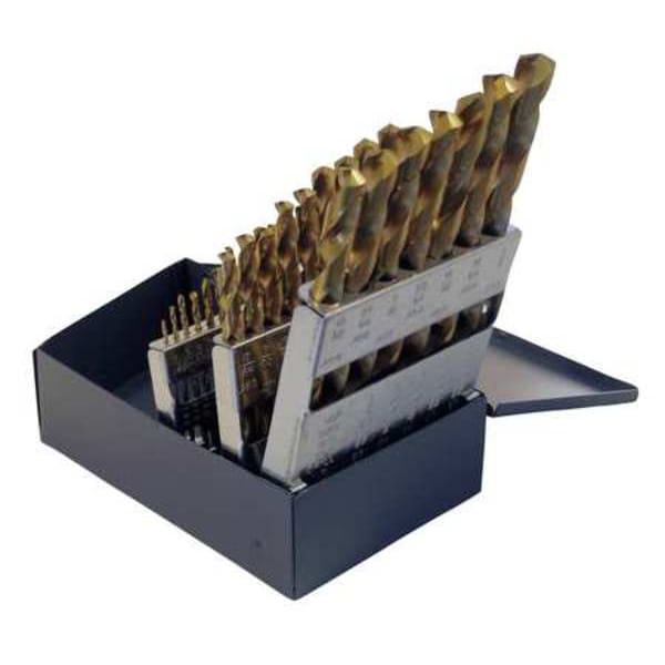 Chicago-Latrobe 29PC 135 Degree Heavy-Duty Jobber Length Drill Set Chicago-Latrobe 150ASP-TN TiN HSS 1/16-1/2x1/64 - 41800