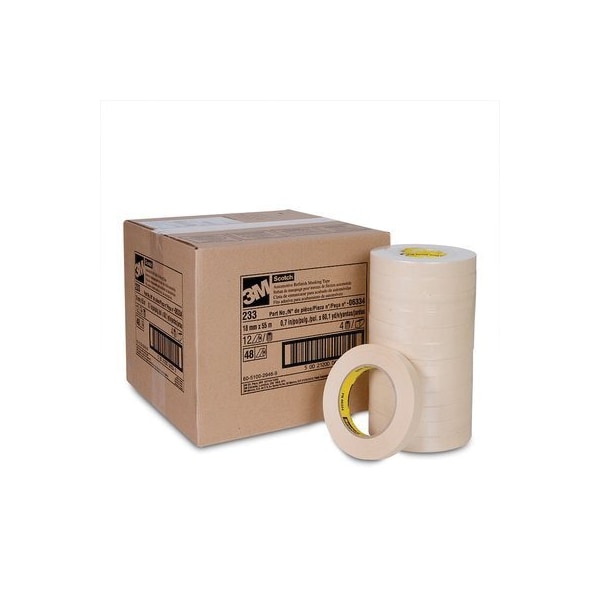 Cinta de enmascarar para repintado automotriz Scotch de 3M, 233, 06334, 18 mm x 55 m, 48 por paquete, 48 paquetes - 7000088666