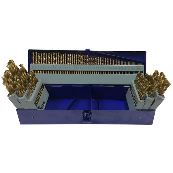 Drill America 115 Piece Tin Coated Jobber Length Drill Bit Set, 1/16"- 1/2", A - Z, #1 - #60 - DWD115J-TN-SET