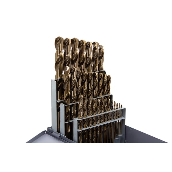 Drill America 29 Piece Cobalt Jobber Length Drill Bit Set, 1/16" - 1/2", D/ACO Series - D/A29J-CO-SET