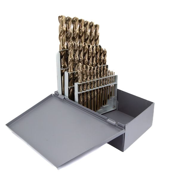 Drill America 29 Piece Cobalt Jobber Length Drill Bit Set, 1/16" - 1/2", D/ACO Series - D/A29J-CO-SET