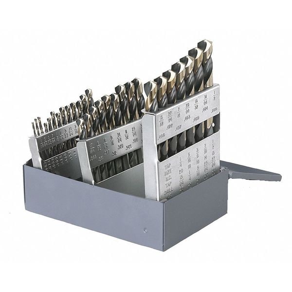 Cle-Line 29PC 135 Degree Heavy-Duty Jobber Length Drill Set Cle-Line 1878 Black & Gold HSS 1/16-1/2x1/64 - C18125