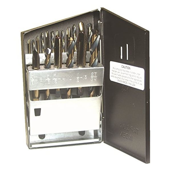 Viking Norseman Drill Tungsten Spiral Pt Plug Style Drill/Tap Set w/ Metal Case 18-Pc - 57580