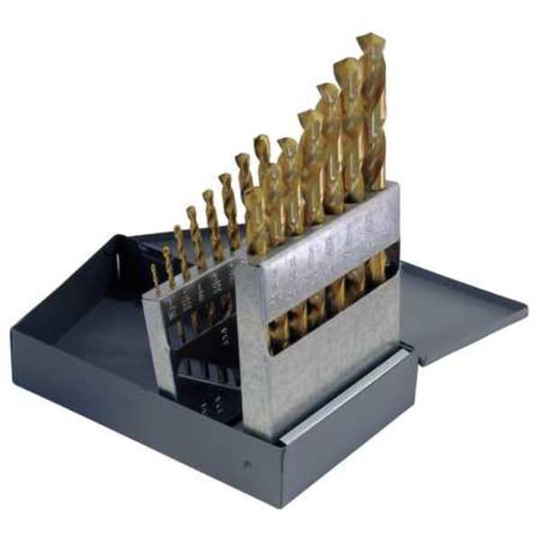 Chicago-Latrobe 15PC 135 Degree Heavy-Duty Jobber Length Drill Set Chicago-Latrobe 150ASP-TN TiN HSS 1/16-1/2x1/32 - 41797