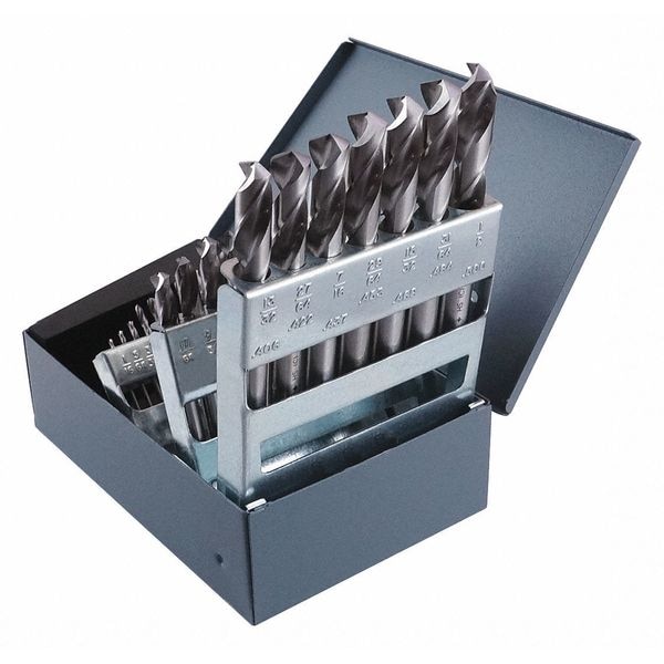Cleveland 29PC NAS907 Type C Heavy-Duty Screw Machine Dril Set Cleveland 2330 Bright HSS RHS/RHC 1/16-1/2x1/64 - C70368