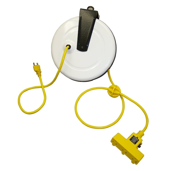 General Tools Power Supply Reel W/ 30' Cord, Triple Receptacle/Circuit Breaker - GEN2630-3000
