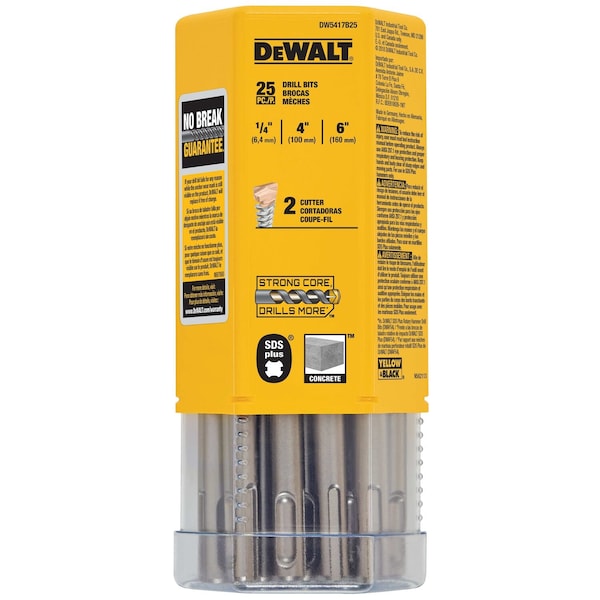 Dewalt 1/4" x 4" x 6"SDS+ Hammer Bit (Bulk 25) - DW5417B25