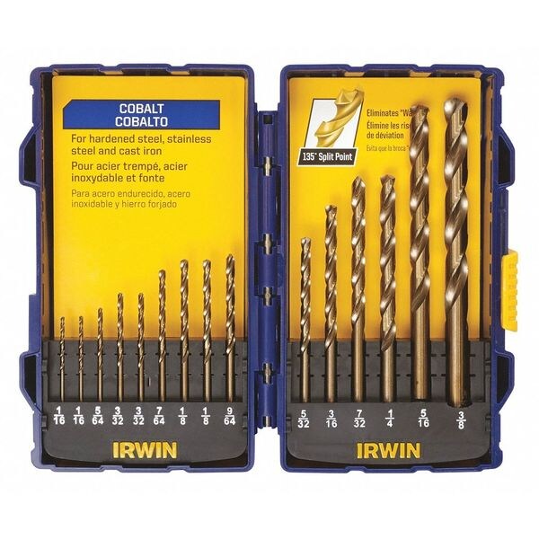 Irwin 15-pc. Jobber Length Drill Set, Cobalt Alloy Steel - 316015