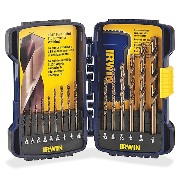 Irwin 15-pc. Jobber Length Drill Set, Cobalt Alloy Steel - 316015