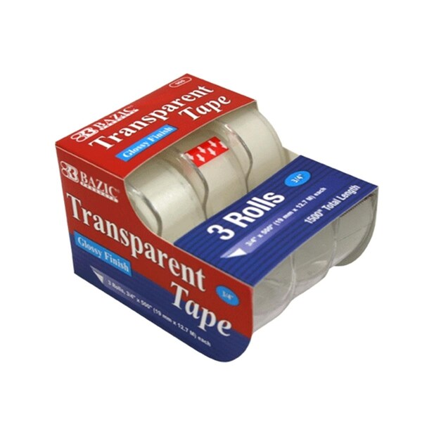 Bazic Productos Cinta Transparente de 3/4 X 500, Paquete de 24 - 905