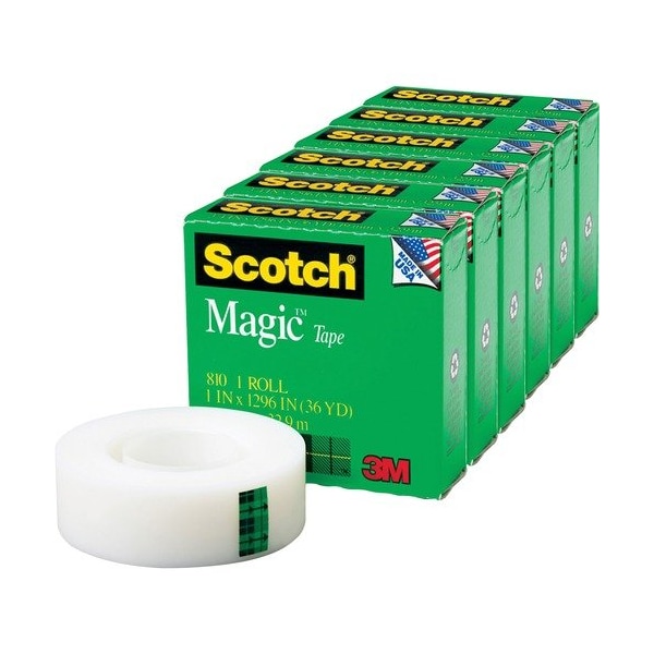 Cinta 3M Commercial Ofc Sup, Rollo invisible de 1x1296 pulgadas, paquete de 6 - MMM81011296PK