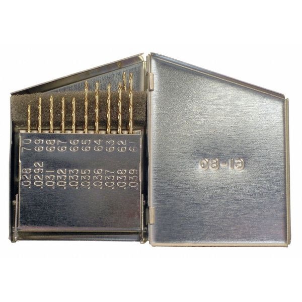 Chicago-Latrobe 20PC 135 Degree Heavy-Duty Cobalt Jobber Length Drill Set Chicago-Latrobe 550 Straw HSS-CO 8% #61-#80 - 45657