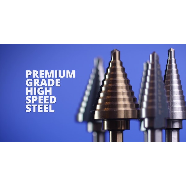 Drill America #4 HSS Black & Gold Step Drill Bit (3/16" - 7/8" by 1/16") - STE4
