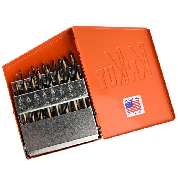 Knkut 21 Piece Mechanics Length Step Point Drill Bit Set 1/16 In.-3/8 In. By 64Ths - 21KK10
