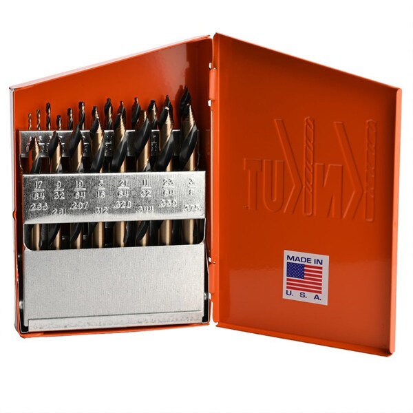 Knkut 21 Piece Mechanics Length Step Point Drill Bit Set 1/16 In.-3/8 In. By 64Ths - 21KK10