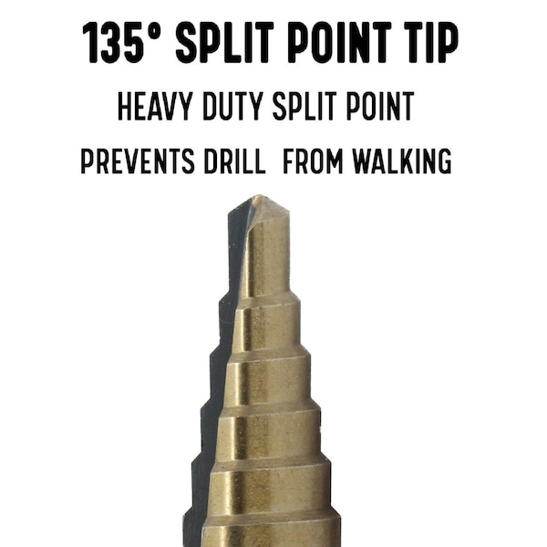 Drill America #5 HSS Black & Gold Step Drill Bit (1/4" - 1-3/8" by 1/8") - STE5
