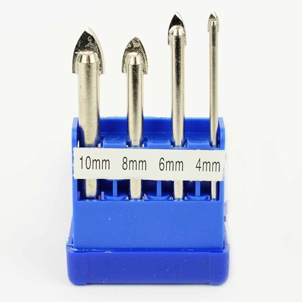 Big Horn Diamond Tool Glass & Tile Drill Bit Set 4-Piece (4mm, 6mm, 8mm, 10mm) - 19297