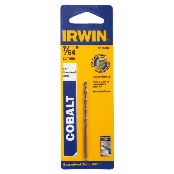 Irwin 7/64-in x 2-5/8-in Drill Bit (3 Pack), Cobalt Alloy Steel - 3016007