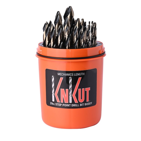Knkut 29 Piece Drill Buddy Mechanics Length Step Point Drill Bit Set 1/16 In.-1/2 In. By 64Ths - 29KK10DB