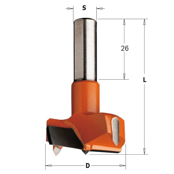Cmt Hinge Boring Bit, Rght, 35mm dia., 57.5mm L - 317.350.11