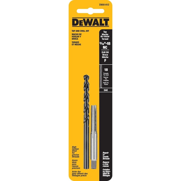 Dewalt 5/16" - 18 NC Tap & Letter F Drill Bit - DWA1412