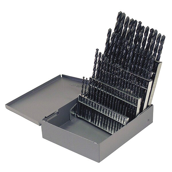 Cle-Line 60PC #1-#60 HSS 135 Degree Heavy-Duty Jobber Length Drill Set Cle-Line 1801 Steam Oxide RHS/RHC - C21124
