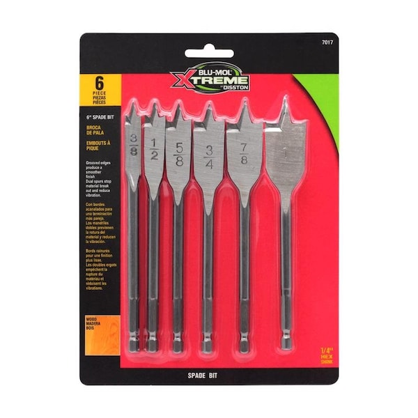Blu-Mol Xtreme Blu-Mol Xtreme 6 in. L Carbon Steel Spade Bit Set Hex Shank 6 pc - E0217017