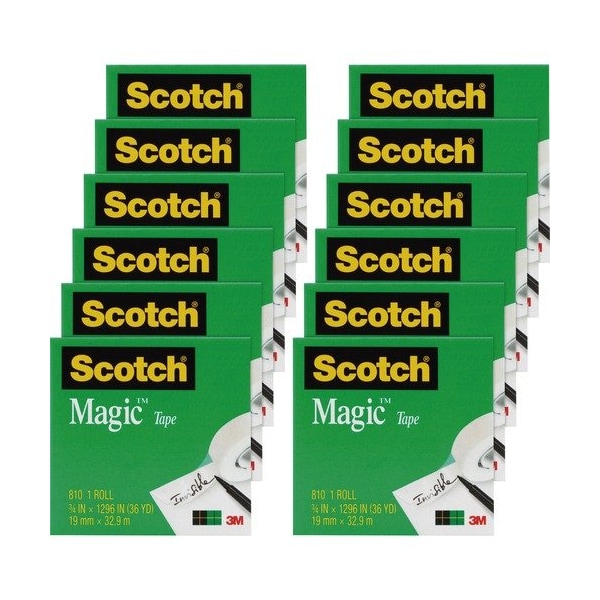 3M Suministros de oficina comercial CINTA, ROLLO, INVIS, 3/4X1296in, 12PK - MMM810341296PK