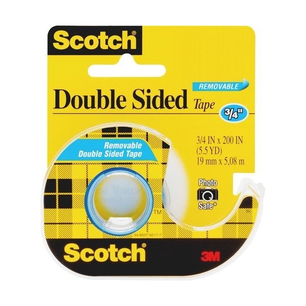 Cinta adhesiva de doble cara para oficina comercial de 3M, transparente, 3/4x200 - MMM238.
