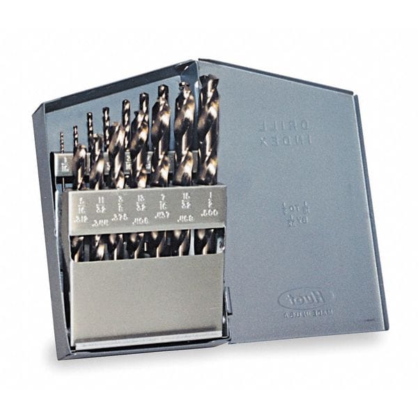 Chicago-Latrobe 15PC 135 Degree Heavy-Duty Cobalt Jobber Lngth Drill Set Chicago-Latrobe 550 Straw HSS-CO 8% 1/16-1/2x1/32 - 57852