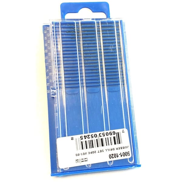 Hhip 20 Piece #61-80 High Speed Steel Wire Gage Drill Set - 5001-1020
