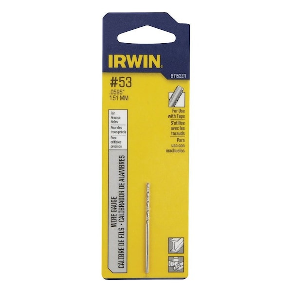 Irwin Irwin #53 X 1-7/8 in. L High Speed Steel Jobber Length Wire Gauge Bit Straight Shank 1 pk - 81153ZR