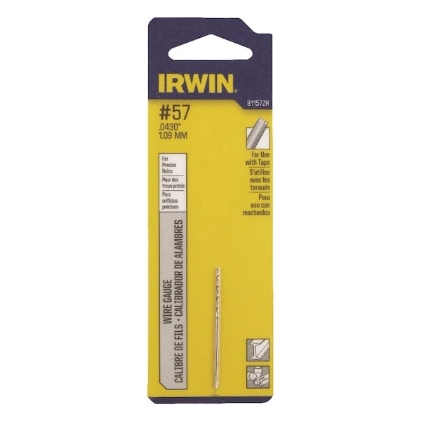 Irwin Irwin #57 X 1-3/4 in. L High Speed Steel Wire Gauge Bit Straight Shank 1 pc - 81157ZR