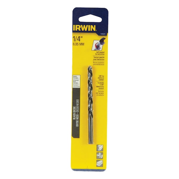 Irwin Irwin 1/4 in. X 4 in. L High Speed Steel Left Hand Drill Bit Round Shank 1 pc - 1789224