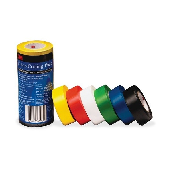 Cinta adhesiva de vinilo para uso comercial de 3M, color púrpura, surtida, paquete de 6 - MMM7641226PK