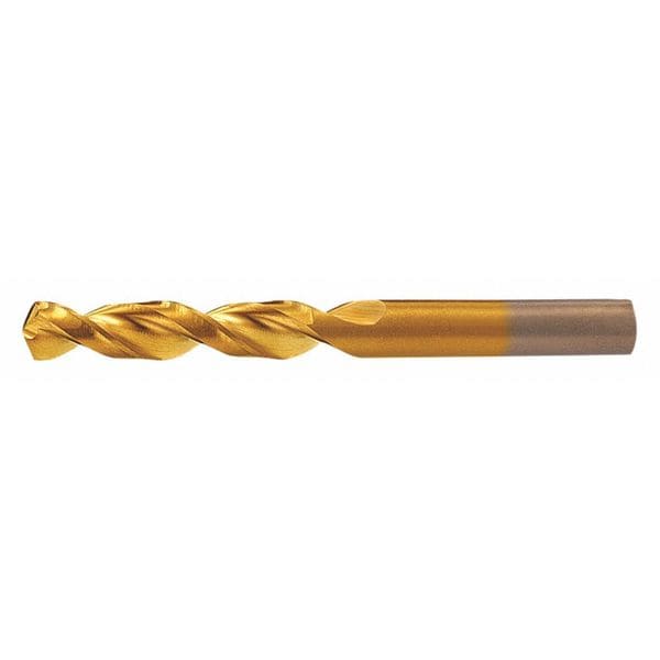 Cleveland Screw Machine Drill Bit, #27 Size, 135  Degrees Point Angle, Cobalt, TiN Finish, Straight Shank - C14388