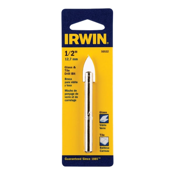 Irwin Irwin 1/2 in. X 3 in. L Carbide Tipped Glass/Tile Drill Bit Straight Shank 1 pk - 50532