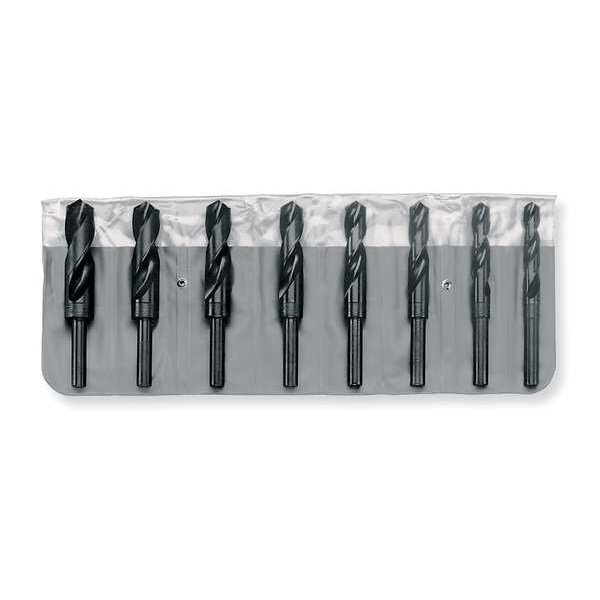 Chicago-Latrobe 8PC 1/2 Reduced Shank Silver & Deming Drill Set Chicago-Latrobe 190F Steam Oxide HSS 9/16-1IN Pouch - 69860