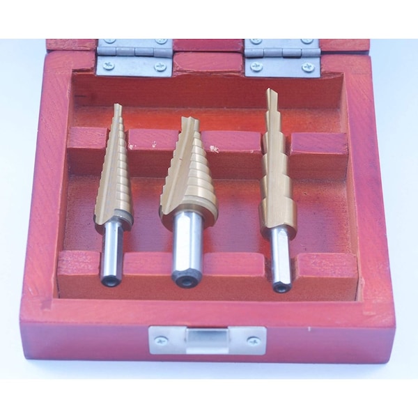 Hhip 3 Piece 1/8-3/4 TiN Coated High Speed Steel Step Drill Set - 5000-0890