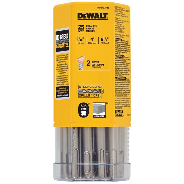 Dewalt 3/16" x 4-1/2" x 6-1/2" SDS+ Hammer Bit (Bulk 25) - DW5403B25